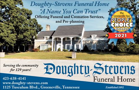 Apr 7, 2023 Helen N. . Doughtystevens funeral home obituaries